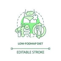 Low FODMAP diet green concept icon. Carbohydrates restricted. Trendy diets abstract idea thin line illustration. Isolated outline drawing. Editable stroke. vector