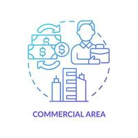 Commercial area blue gradient concept icon. Type of land-use abstract idea thin line illustration. Commercial buildings. Retail and office spaces. Isolated outline drawing. vector