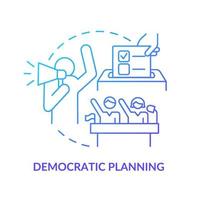 Democratic planning blue gradient concept icon. Land-use planning scheme abstract idea thin line illustration. Community visioning processes. Isolated outline drawing.