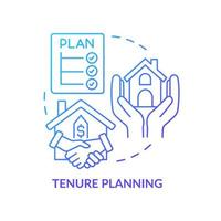 Tenure planning blue gradient concept icon. Land-use planning abstract idea thin line illustration. Financial arrangement. Housing tenure. Isolated outline drawing. vector