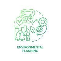 Environmental planning green gradient concept icon. Land-use planning abstract idea thin line illustration. Mitigating impact on environment. Isolated outline drawing. vector