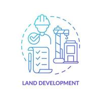 Land development blue gradient concept icon. Land management practice abstract idea thin line illustration. Infrastructure. Building construction. Isolated outline drawing. vector