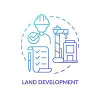 Land development blue gradient concept icon. Land management practice abstract idea thin line illustration. Infrastructure. Building construction. Isolated outline drawing. vector