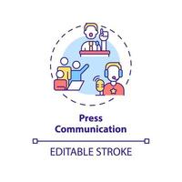 Press communication concept icon. Focus on media outreach. Types of PR firms abstract idea thin line illustration. Isolated outline drawing. Editable stroke. vector