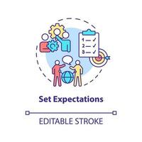 Set expectations concept icon. Clear communication line. Hiring PR firm abstract idea thin line illustration. Isolated outline drawing. Editable stroke. vector