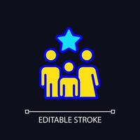 Family bonus pixel perfect RGB color icon for dark theme. Encouraging existing customers. Marketing strategy. Simple filled line drawing on night mode background. Editable stroke. vector