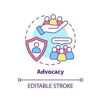 Advocacy concept icon. Serving public interest. PR code of ethics abstract idea thin line illustration. Isolated outline drawing. Editable stroke. vector