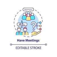 Have meetings concept icon. Communicate with agency. Hiring PR firm abstract idea thin line illustration. Isolated outline drawing. Editable stroke. vector