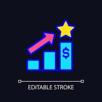 Sales bonus pixel perfect RGB color icon for dark theme. Compensation. Monetary incentive. Marketing strategy. Simple filled line drawing on night mode background. Editable stroke. vector