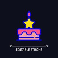 Birthday bonus pixel perfect RGB color icon for dark theme. Raising employee emotional commitment. Motivation. Simple filled line drawing on night mode background. Editable stroke. vector