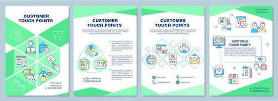 Customer touch points brochure template. Client service. Booklet print design with linear icons. Vector layouts for presentation, annual reports, ads