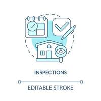 Inspections turquoise concept icon. Control of rental property condition abstract idea thin line illustration. Isolated outline drawing. Editable stroke vector