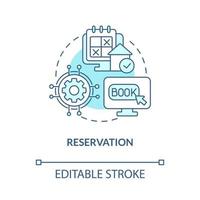 Reservation turquoise concept icon. Module of property management abstract idea thin line illustration. Isolated outline drawing. Editable stroke vector