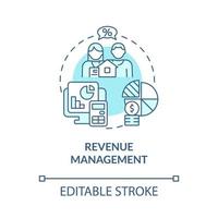 Revenue management turquoise concept icon. Property costs optimization abstract idea thin line illustration. Isolated outline drawing. Editable stroke vector
