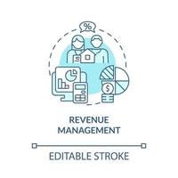 Revenue management turquoise concept icon. Property costs optimization abstract idea thin line illustration. Isolated outline drawing. Editable stroke vector