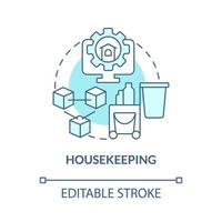 Housekeeping turquoise concept icon. Property management system module abstract idea thin line illustration. Isolated outline drawing. Editable stroke vector