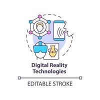 Digital reality technologies concept icon. Virtual assistant. Tech macro trends abstract idea thin line illustration. Isolated outline drawing. Editable stroke vector