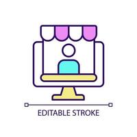 Opening internet store RGB color icon. Promoting business online. Online tools to sell products. Isolated vector illustration. Simple filled line drawing. Editable stroke.