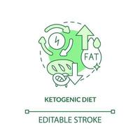 Ketogenic diet green concept icon. High fats and low carbs. Trendy diets abstract idea thin line illustration. Isolated outline drawing. Editable stroke. vector