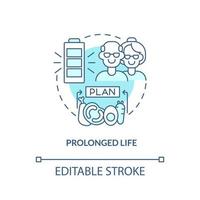 Prolonged life turquoise concept icon. Extend lifespan. Healthy diet advantages abstract idea thin line illustration. Isolated outline drawing. Editable stroke. vector