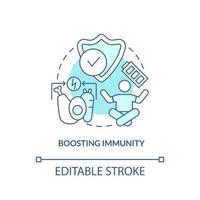 Boosting immunity turquoise concept icon. Immune system. Healthy diet advantages abstract idea thin line illustration. Isolated outline drawing. Editable stroke. vector