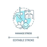 Manage stress turquoise concept icon. Maintaining weight after low carb diet abstract idea thin line illustration. Isolated outline drawing. Editable stroke. vector