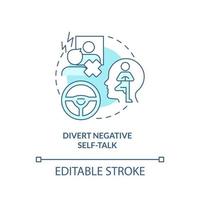 Divert negative self talk turquoise concept icon. Maintaining weight after diet abstract idea thin line illustration. Isolated outline drawing. Editable stroke. vector