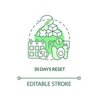 Thirty days reset green concept icon. Healthy food eating. Trendy diets abstract idea thin line illustration. Isolated outline drawing. Editable stroke. vector