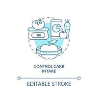 controlar la ingesta de carbohidratos icono de concepto turquesa. mantener el peso después de una dieta a largo plazo idea abstracta ilustración de línea delgada. dibujo de contorno aislado. trazo editable. vector