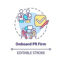 Onboard PR firm concept icon. Brand building service. Hiring agency abstract idea thin line illustration. Isolated outline drawing. Editable stroke. vector