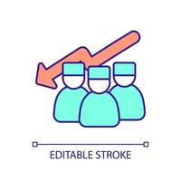 Shortage of healthcare professionals RGB color icon. Deficit in physicians. Healthcare workforce challenge. Isolated vector illustration. Simple filled line drawing. Editable stroke.