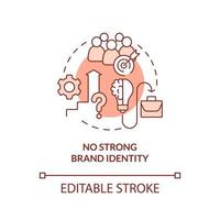 No strong brand identity terracotta concept icon. Problem faced by business abstract idea thin line illustration. Weakness. Isolated outline drawing. Editable stroke. vector