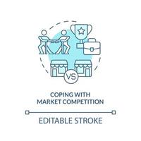 Coping with market competition turquoise concept icon. Big business strategy issue abstract idea thin line illustration. Isolated outline drawing. Editable stroke. vector