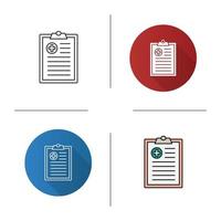 Medical report icon. Doctor advice. Flat design, linear and color styles. Isolated vector illustrations