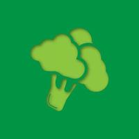 Broccoli branch paper cut out icon. Cauliflower. Vector silhouette isolated illustration