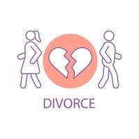 Divorcing couple concept icon. Couple break up idea thin line illustration. Broken heart. Vector isolated outline drawing