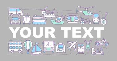 Public transport word concepts banner. Water, land and air vehicles. Modes of transport. Isolated lettering typography idea with linear icons. Vector outline illustration