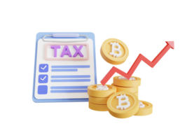 Clipboard and pencil with sheets of paper. Bitcoin coin tax, tax-free in payment by bitcoins. a Digital currency concept. png