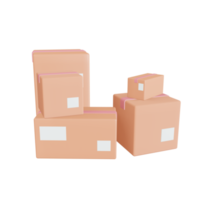 Ilustración 3d pila de cajas de cartón de productos sellados apilados png