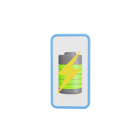 pictogram smartphone of mobiele telefoon opladen concept. smartphone en batterijlading. 3D-illustraties. png