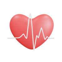 icona cuore 3d. e onda del battito cardiaco. illustrazione 3d