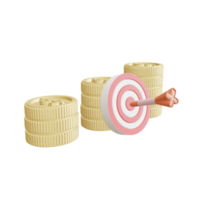 stack coins, target planning business financial growth cost reduction, planning business concept. 3d  illustration png