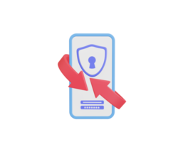 Password change icon. Notification. Security message. Save data on phone. 3d illustration png