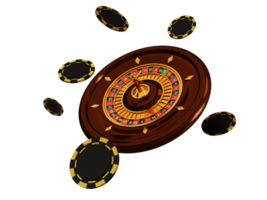 roulette de casino et jetons de poker isolés sur fond blanc. Illustration 3D. jeu de roulette de casino en ligne png