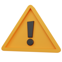 3d rendering yellow warning icon isolated png