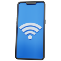 3D-rendering zwarte smartphone met wifi pictogram logo geïsoleerd png