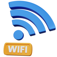 Representación 3d wifi azul con cuadro de texto wifi aislado png