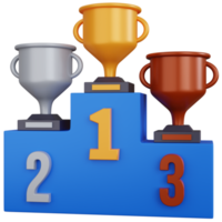 3d rendering three trophy and the podium isolated png