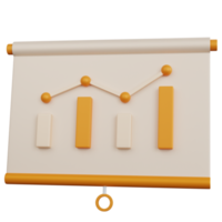 3d rendering Illustrations presentation with bar graph statistics and round isolated png