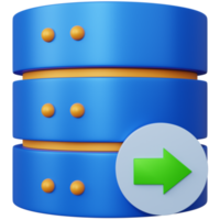 3d rendering blue database import with green arrows isolated png